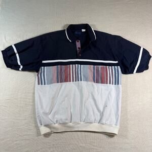 VTG 80s Towncraft Colorblock Striped Polo Shirt Mens Medium Banded Hem Pocket M